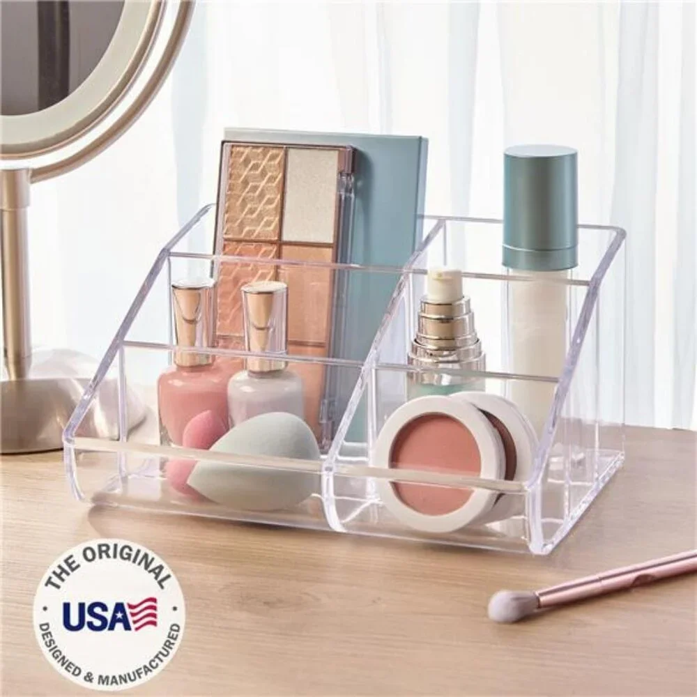 Clear acrylic makeup organizer brush holder cosmetic storage for vanity counter